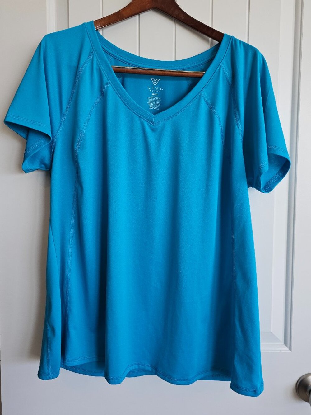 Workout Tee Activewear - Lane Bryant LIVI Active Top Size 18/20 Teal